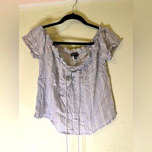 Kendall & Kylie S blue/white striped lace up top